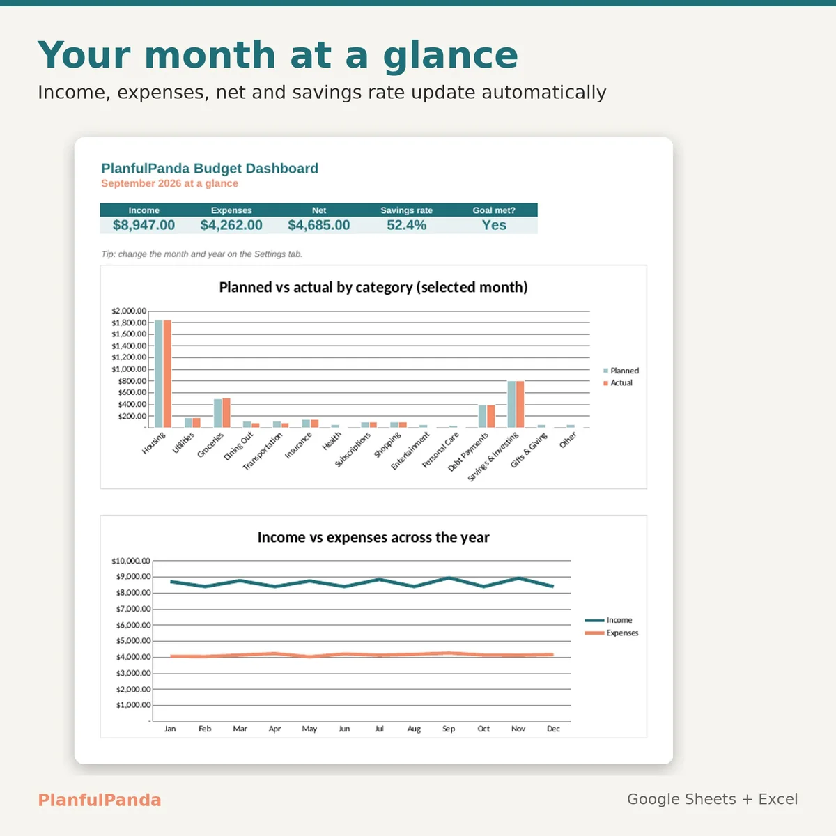 Monthly Budget Spreadsheet: image 2 of 10