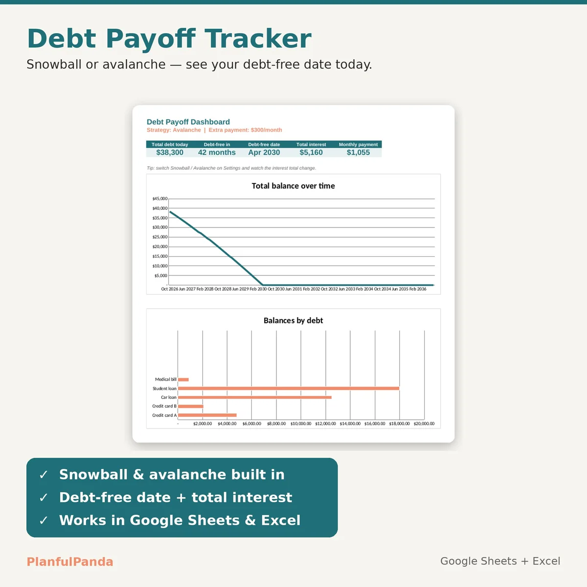 Debt Payoff Tracker spreadsheet template preview