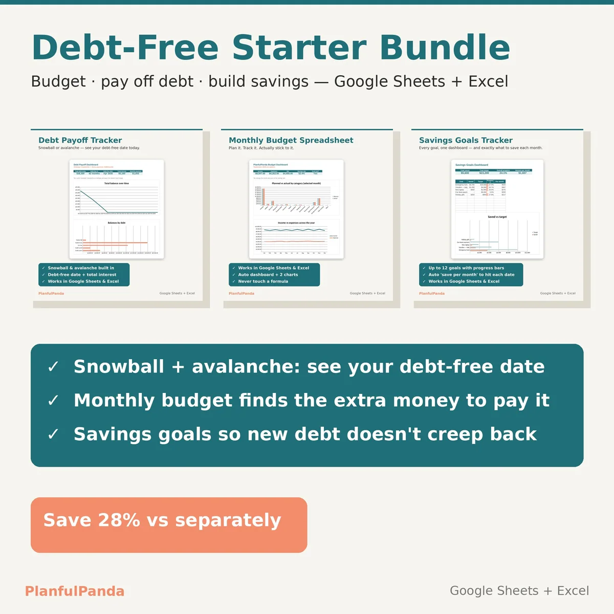 Debt-Free Starter Bundle spreadsheet template preview
